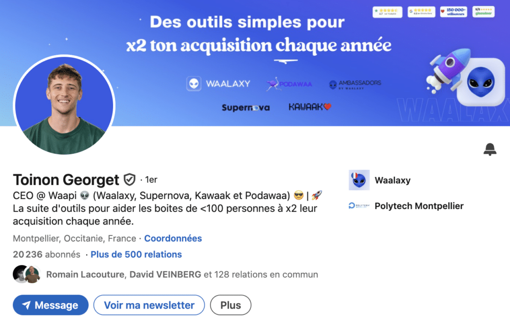 Générer des leads sur LinkedIn : exemple de profil optimisé.