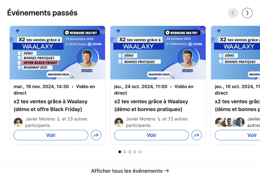 Générer des leads sur LinkedIn : event-webinar et LinkedIn Live 
Waalaxy.