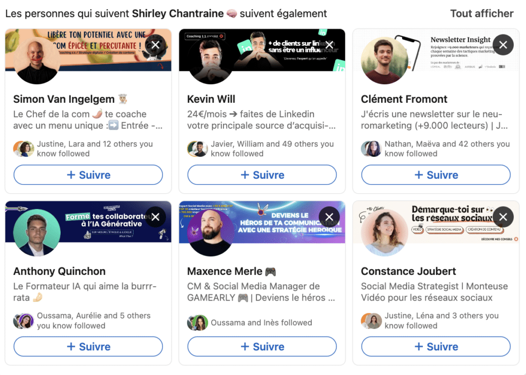 Stratégie de contenu LinkedIn et suivi de profil.