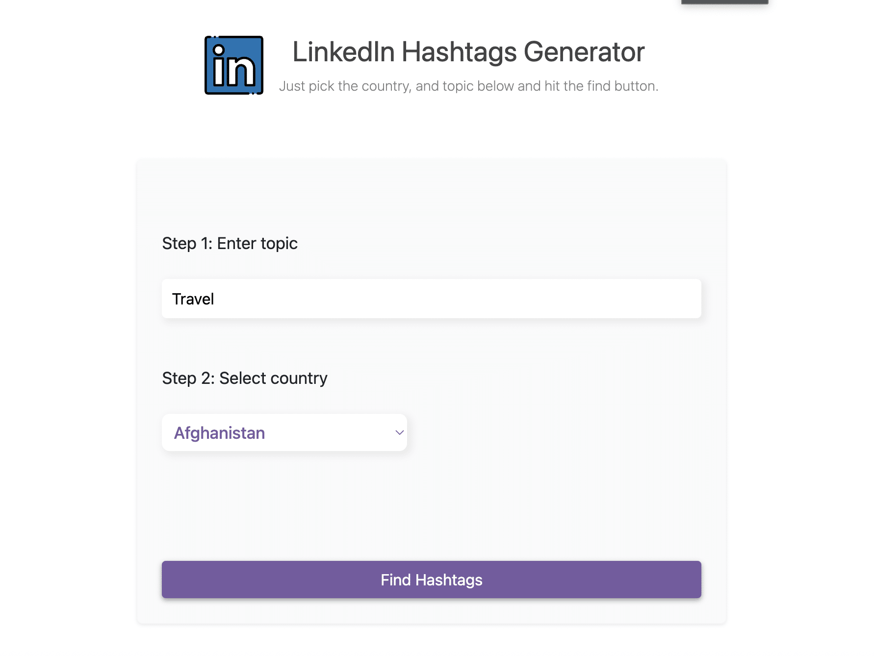 LinkedIn hashtag generator