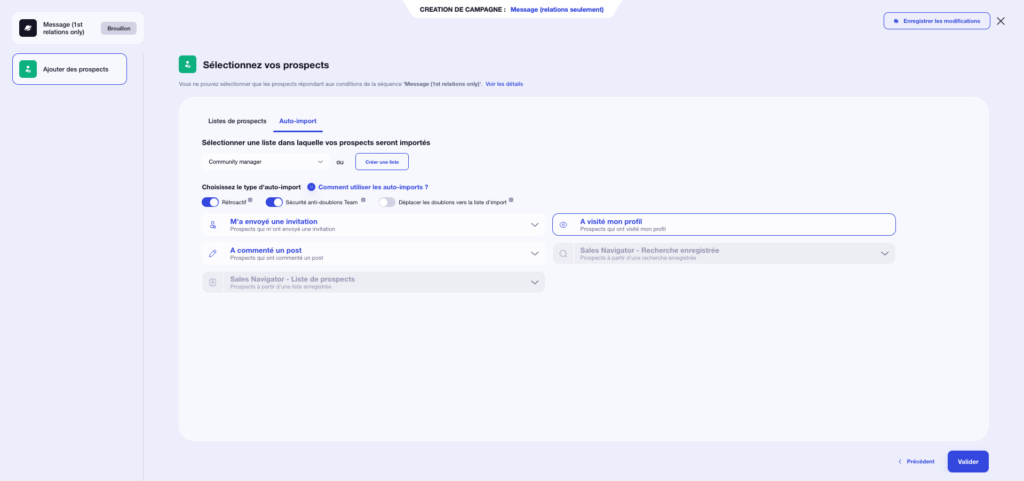 auto-import depuis les visites de profil avec waalaxy 