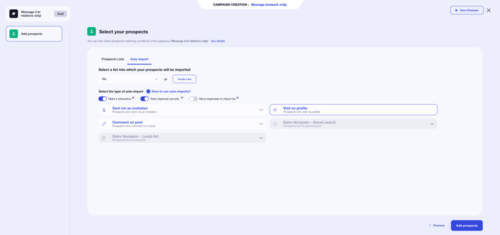auto-import visite on profile with waalaxy 