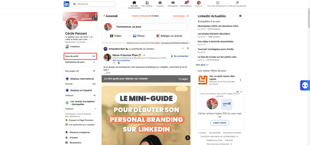 qui a vu mon profil LinkedIn 