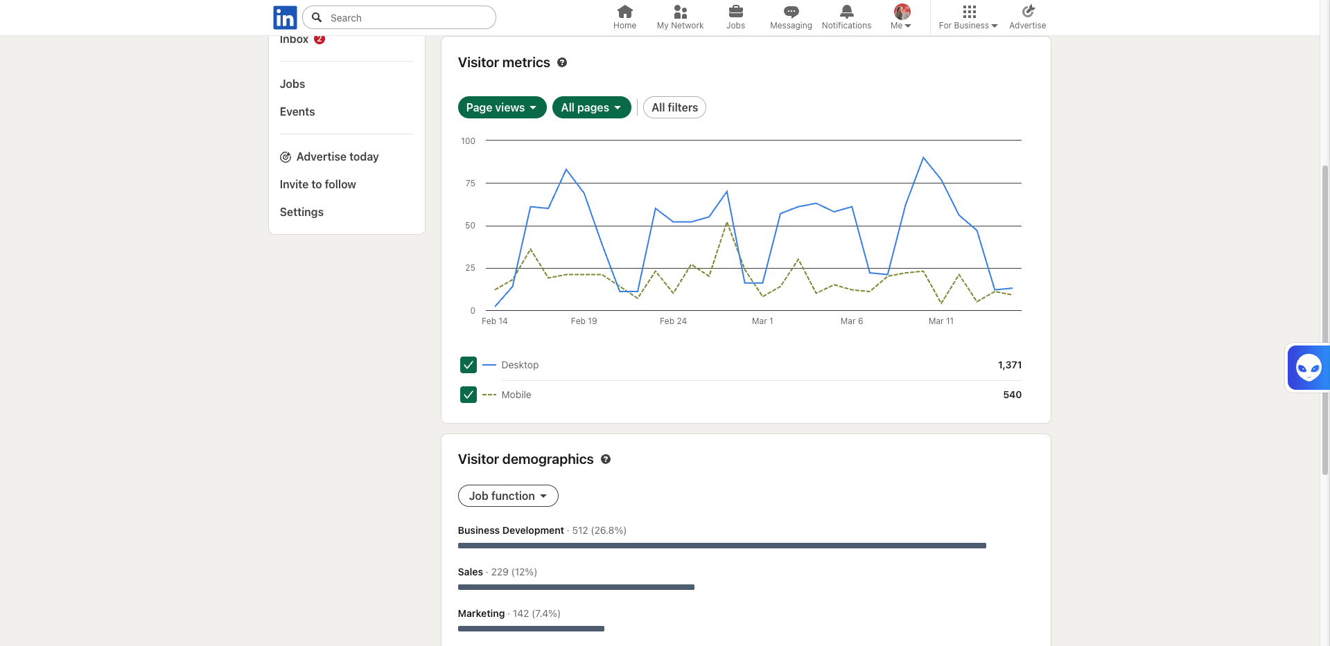 LinkedIn company profile viewers 
