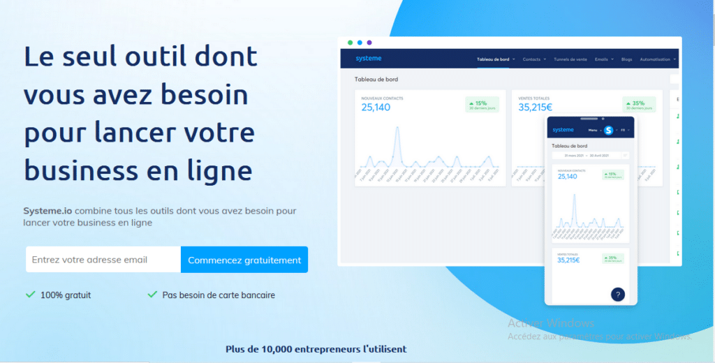 Systeme.io, l'outil pour créer un tunnel de vente.