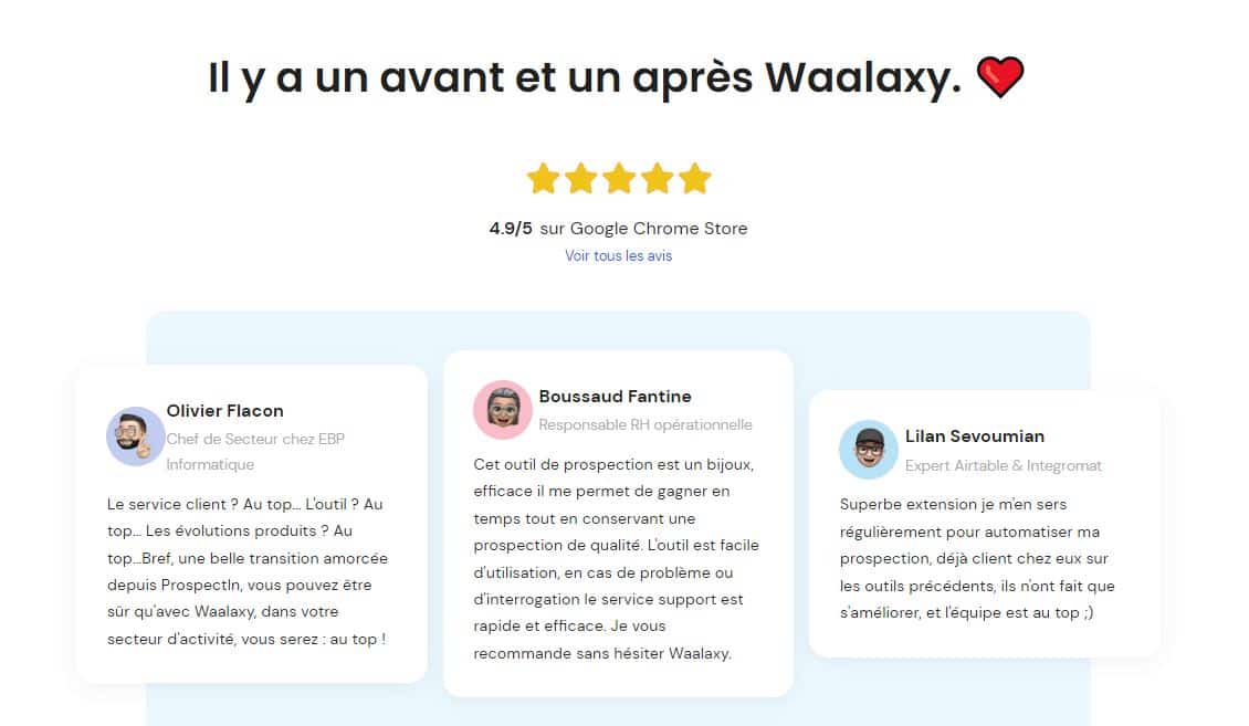 Waalaxy, avis utilisateurs.