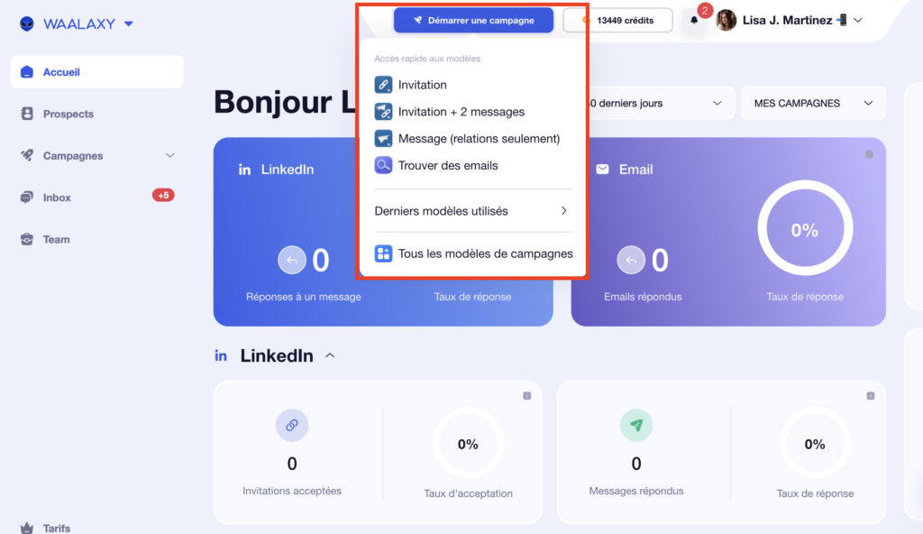 Lancer campagne Waalaxy