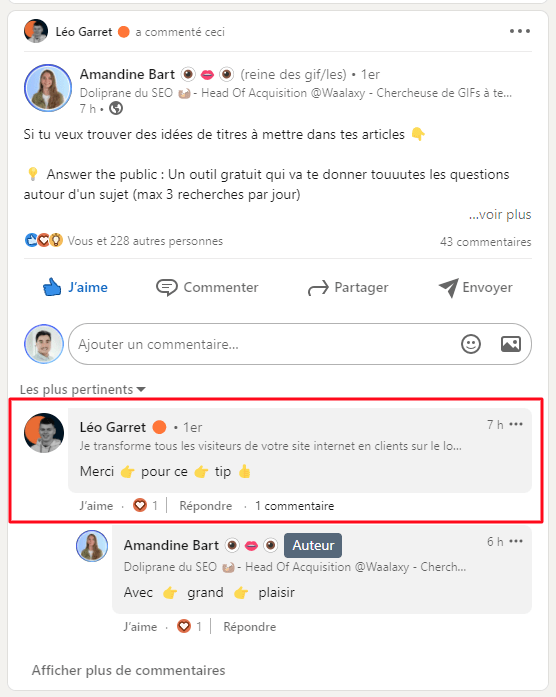 Générer des leads sur LinkedIn : les commentaires.