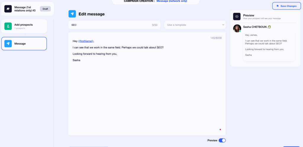 Messaggi automatici di LinkedIn - campagna di messaggi waalaxy