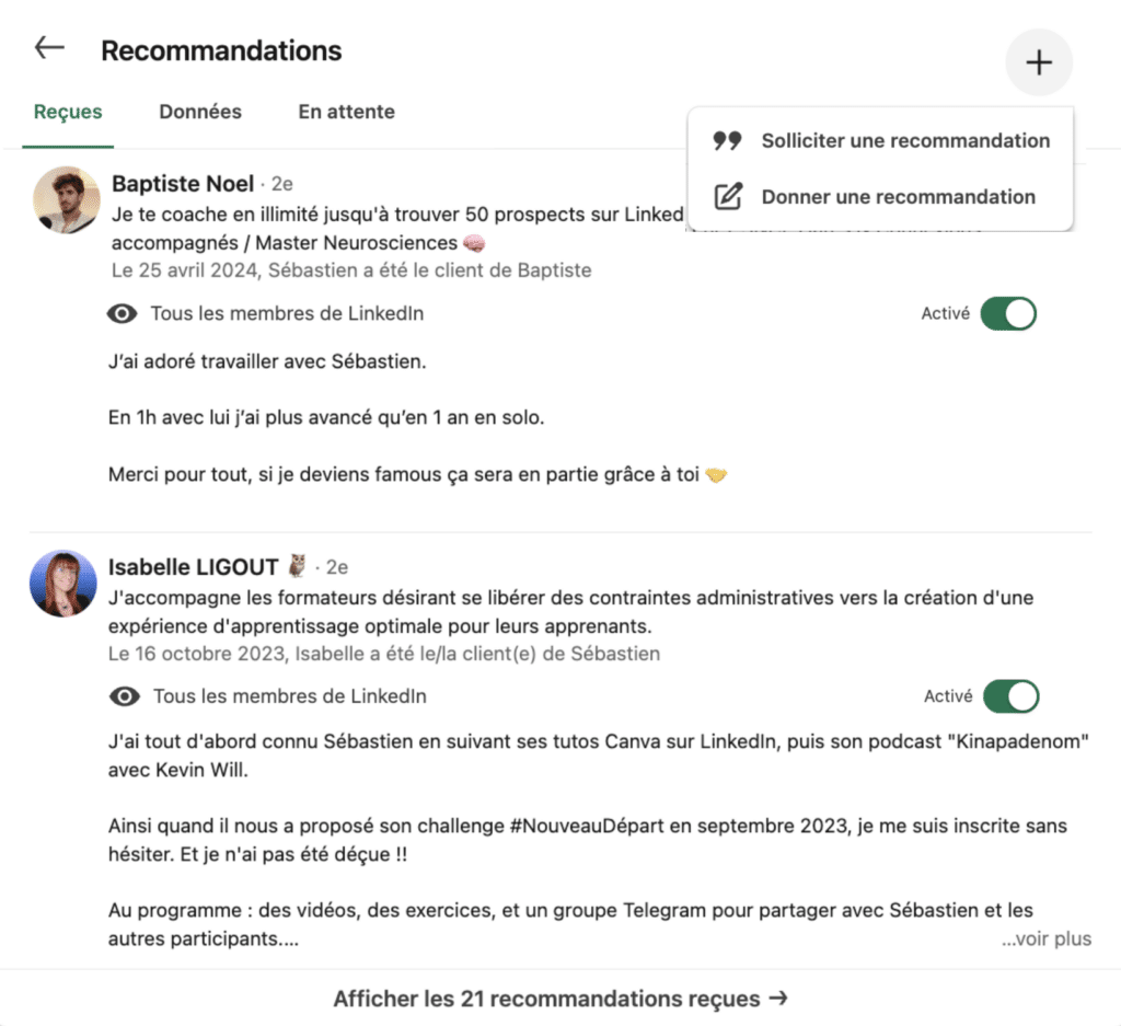 Faire du marketing sur LinkedIn : Recommander et se faire recommander.