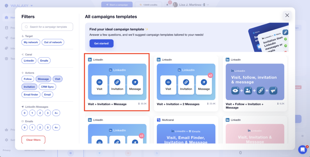 All Waalaxy campaigns template