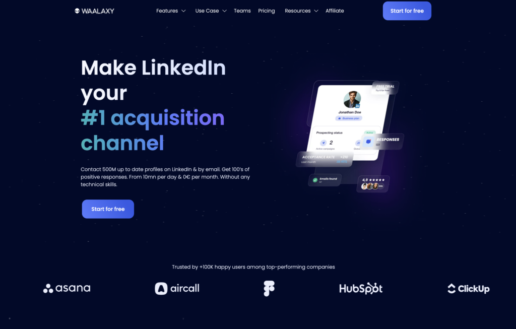 Free LinkedIn tool: Waalaxy 