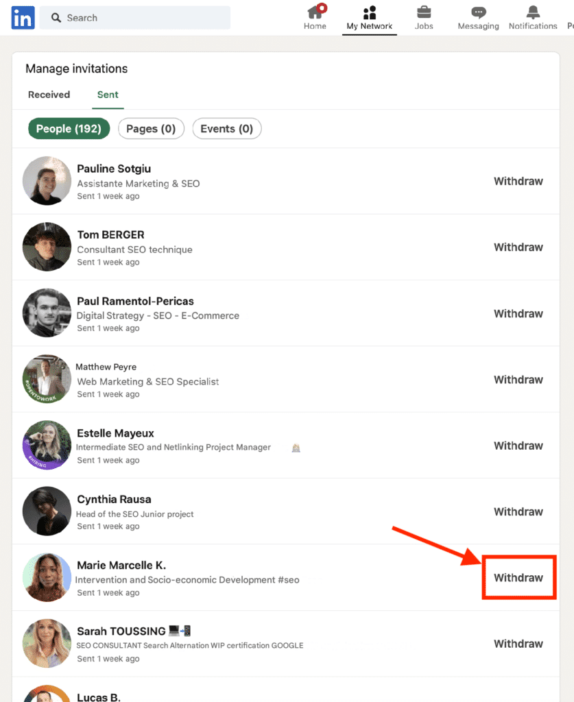 Gerir os convites e responder a um pedido de ligação ao LinkedIn.