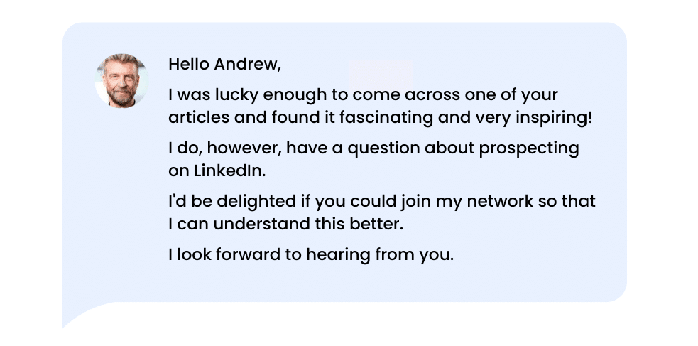 LinkedIn connection message templates : Author of an article or post.