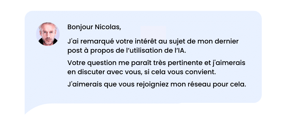 Modèles de message de connexion LinkedIn : Prospect intéressé par une offre.