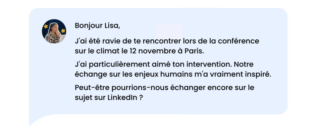 Modèles de message de connexion LinkedIn : Rencontre lors d'un événement.