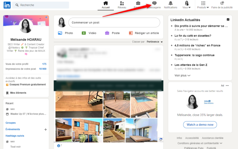 envoyer un message privé linkedin