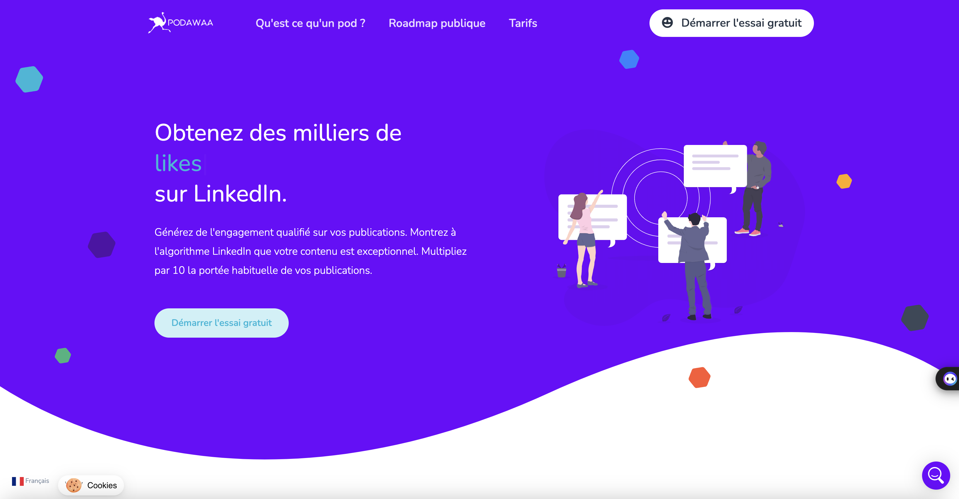 Outils de marketing automation : Podawaa le pod d'engagement sur les réseaux sociaux.