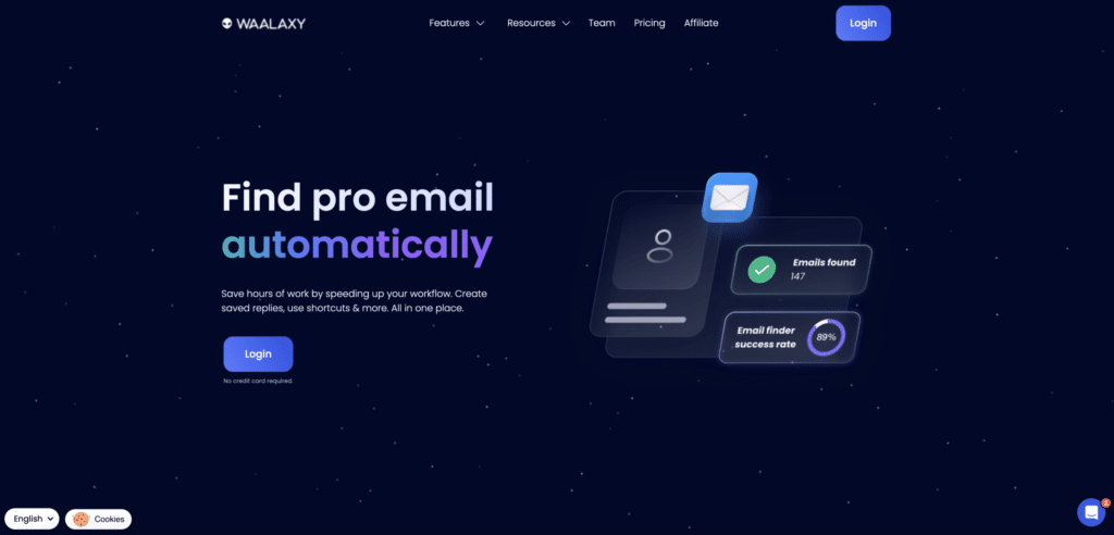 Waalaxy Email Finder para encontrar e automatizar seus e-mails de marketing.