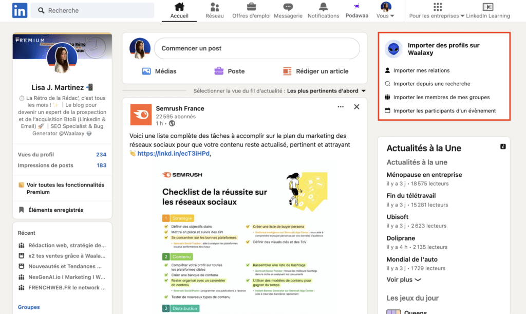 LinkedIn Automation : l'auto-import avec Waalaxy.