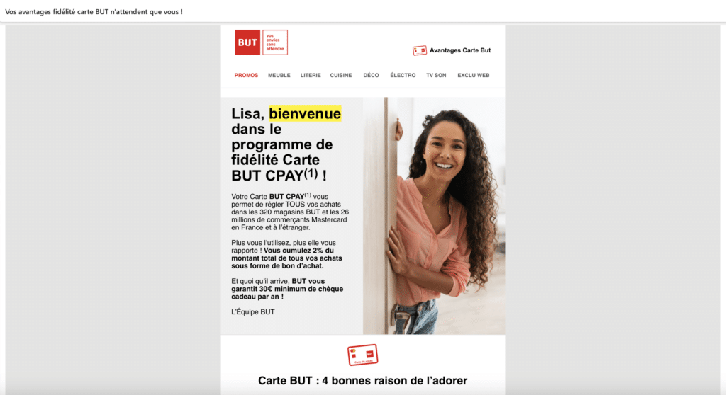 Email marketing exemple : fidéliser avec un programme.