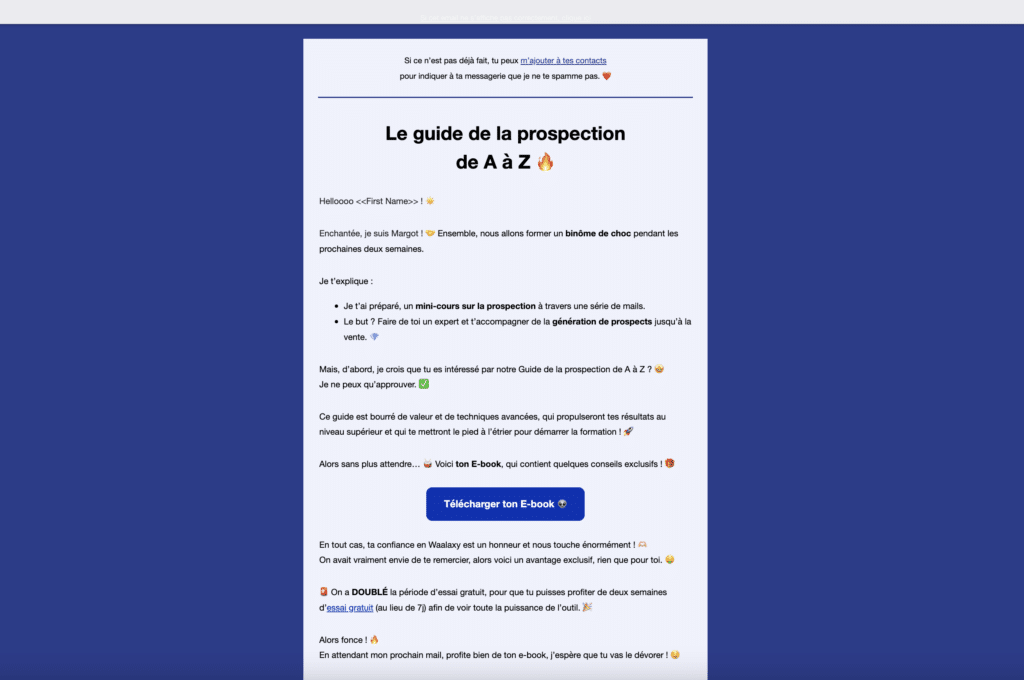 Email marketing exemple de lead magnet.