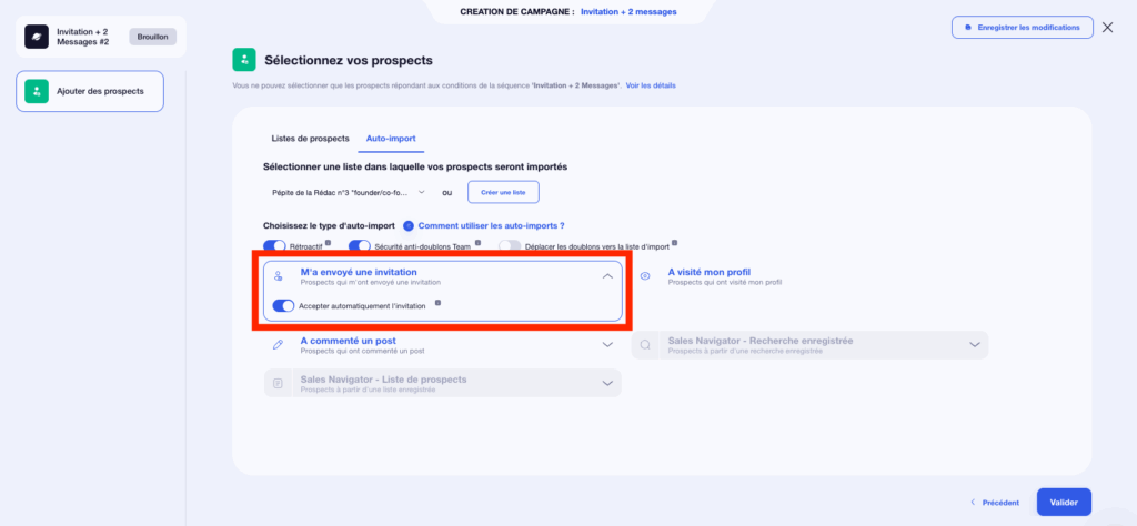 Envoyer un message d'invitation LinkedIn automatique aux personnes qui vous ont envoyé une invitation.