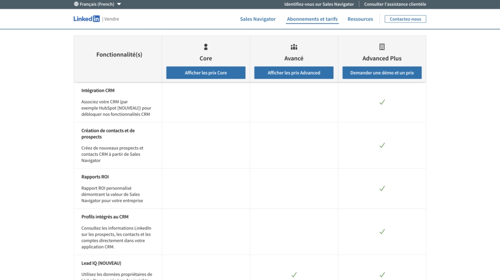 prix LinkedIn Sales Navigator