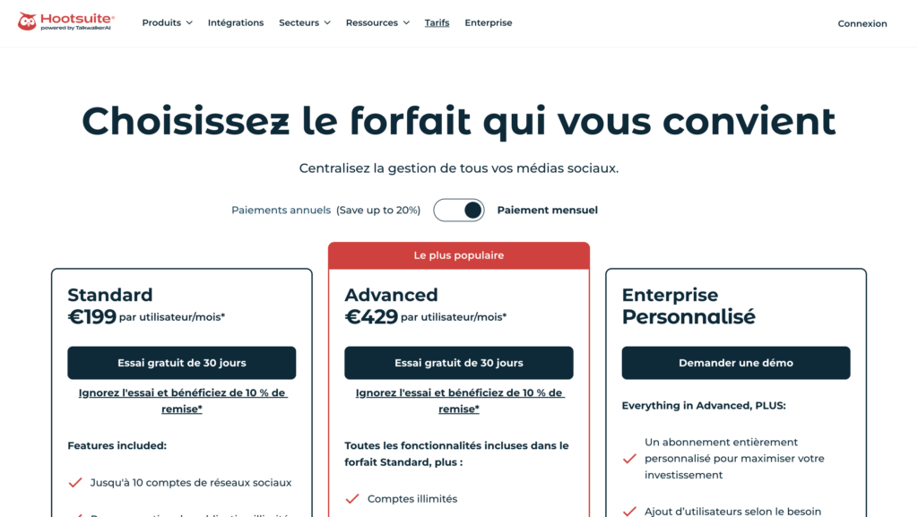 prix Hootsuite