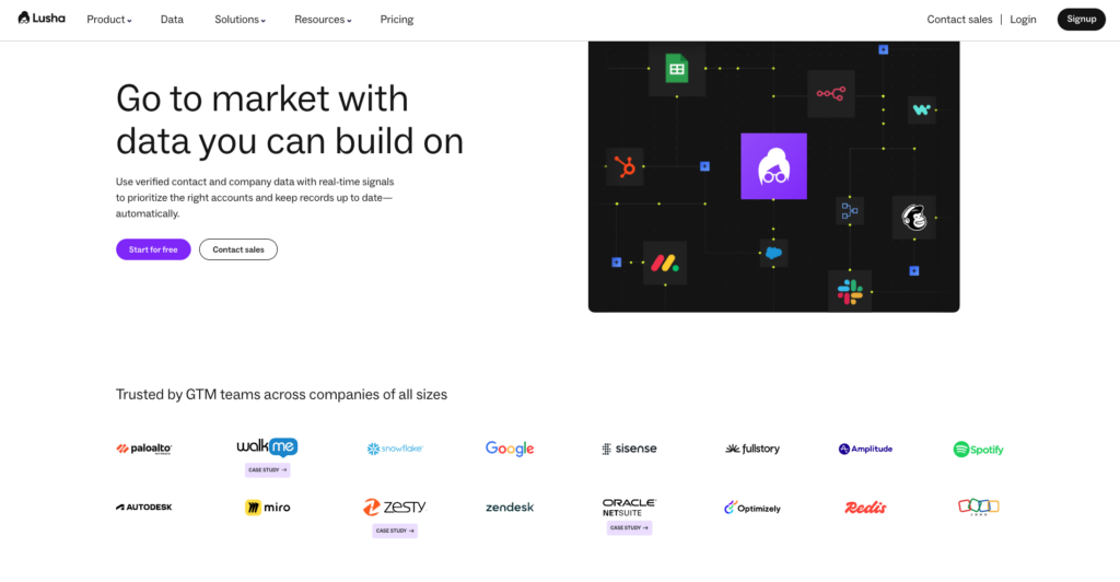 Prospection tool database Lusha 