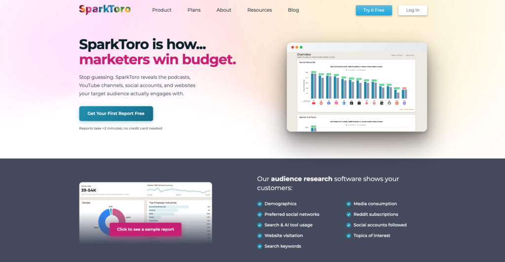 SparkToro B2B Sales prospecting tool to find your customers