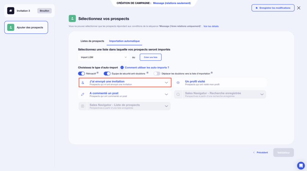 Envoyer un message d'invitation LinkedIn automatique aux personnes qui vous ont envoyé une invitation.