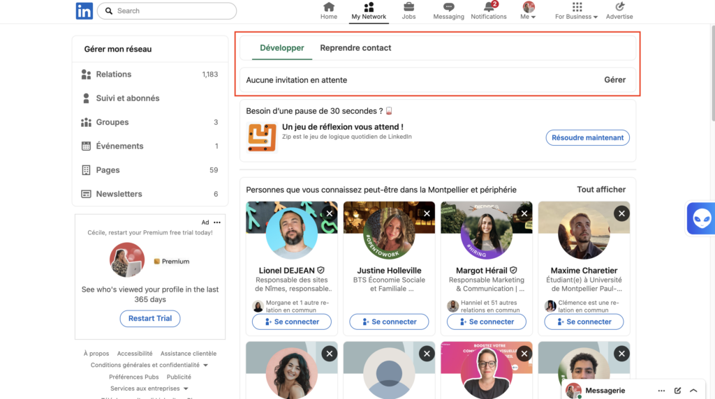 Gérer les invitations automatiques LinkedIn