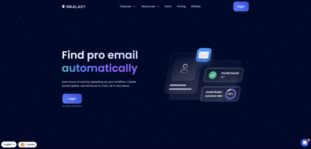 Waalaxy Email Finder per trovare e automatizzare le vostre e-mail di marketing.