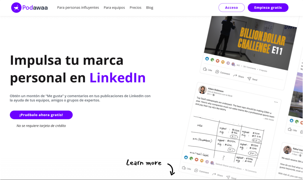 herramienta de publicación en LinkedIn: Podawaa