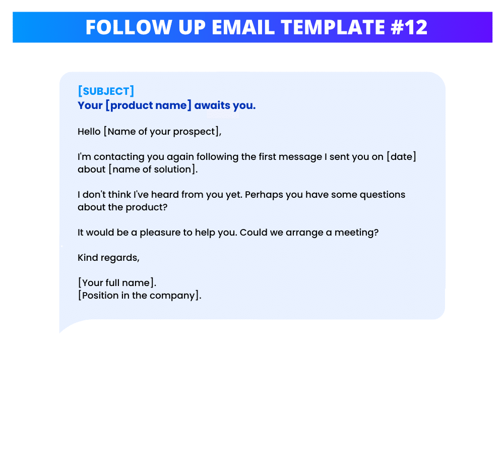 Follow Up Email Template For Prospecting