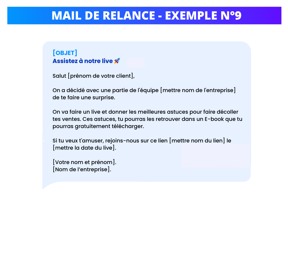 Mail de relance client