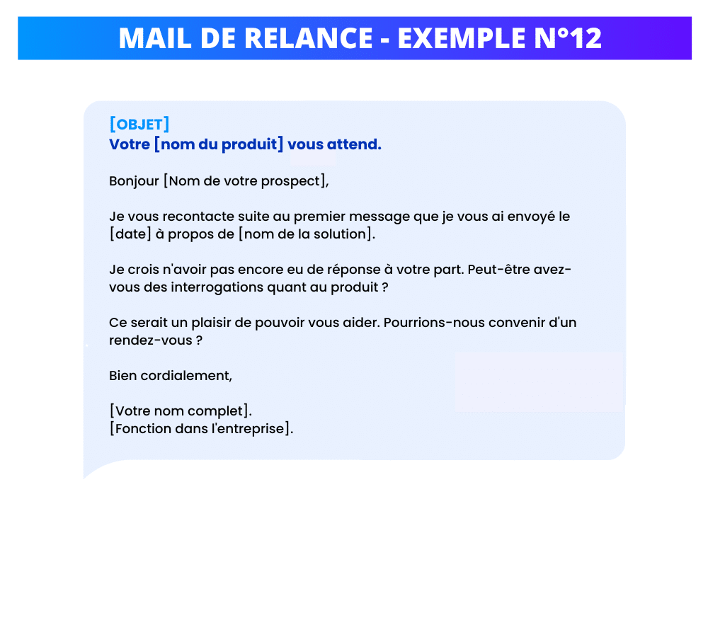 Mail de relance prospection commerciale