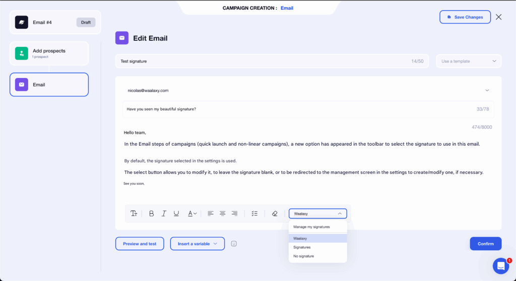 Email signature with Waalaxy Choose the one that matches the sequence 