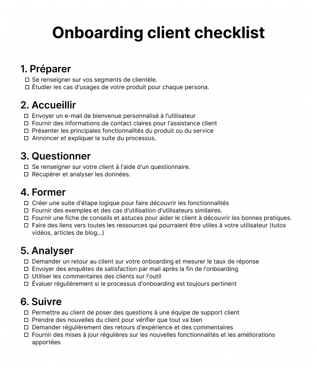 Onboarding client checklist