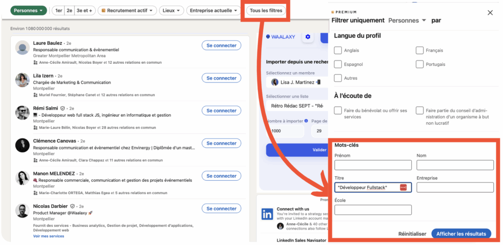 Bonne recherche LinkedIn pour trouver les bons influenceurs