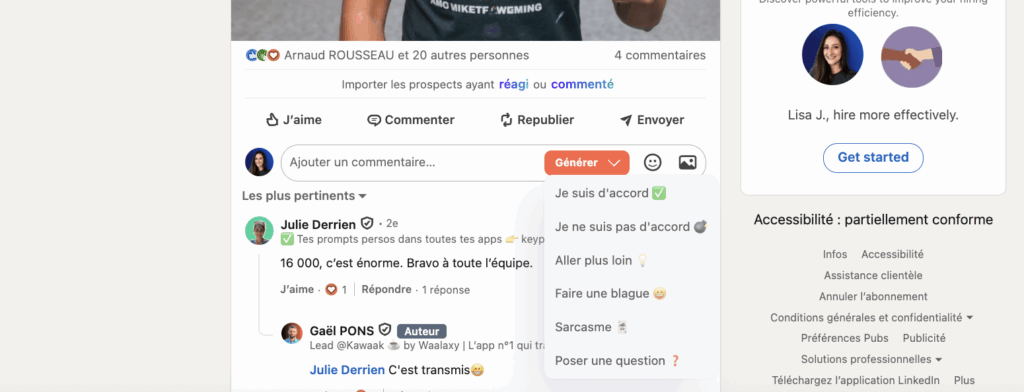 Kawaak - Générateur de commentaires LinkedIn IA