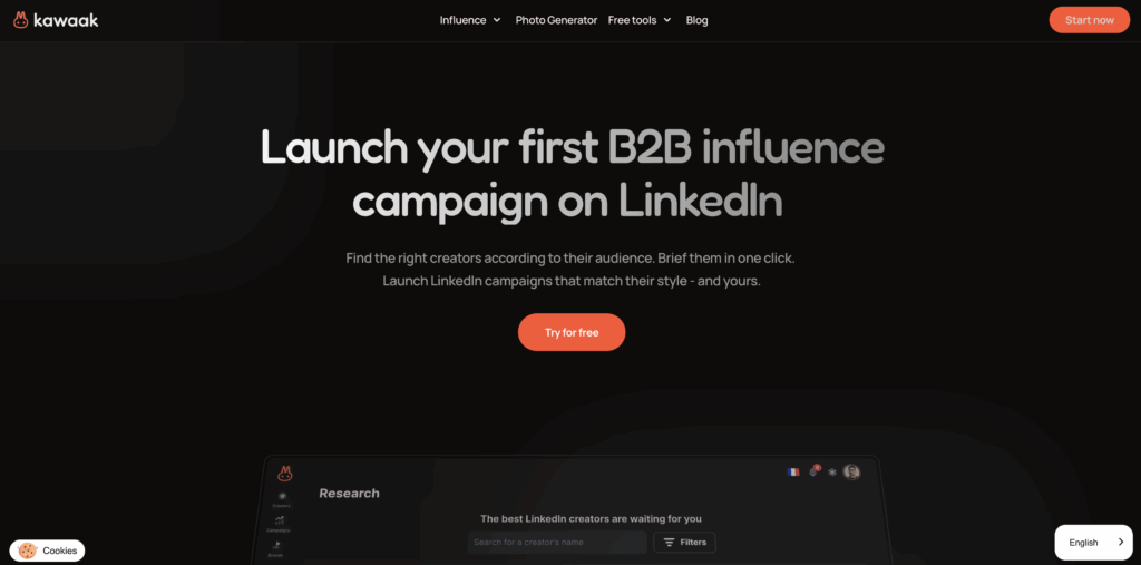 Kawaak influence to apply and launch B2B influencer marketing campaigns