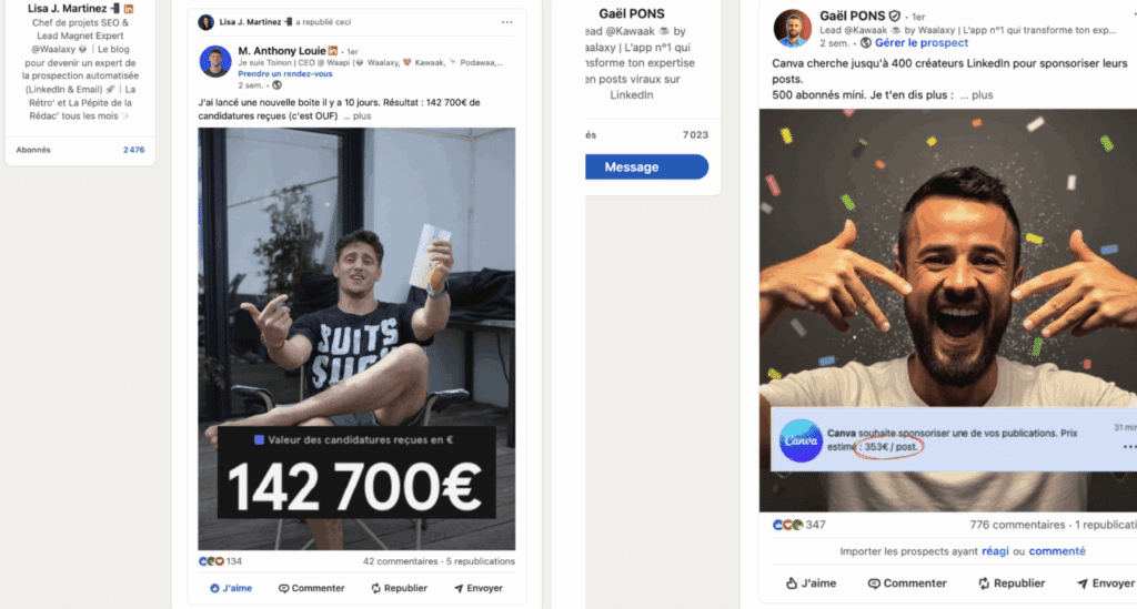 Résultat de la campagne d'influence marketing LinkedIn lancée par Kawaak