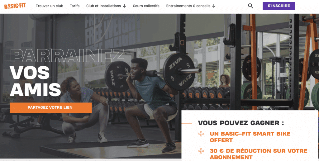 Sites de parrainage pour gagner de l'argent : Basic fit