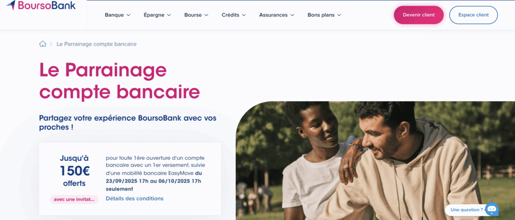 Sites de parrainage pour gagner de l'argent : Boursobank