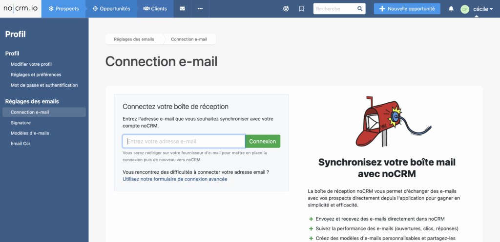 no.crm ajout email