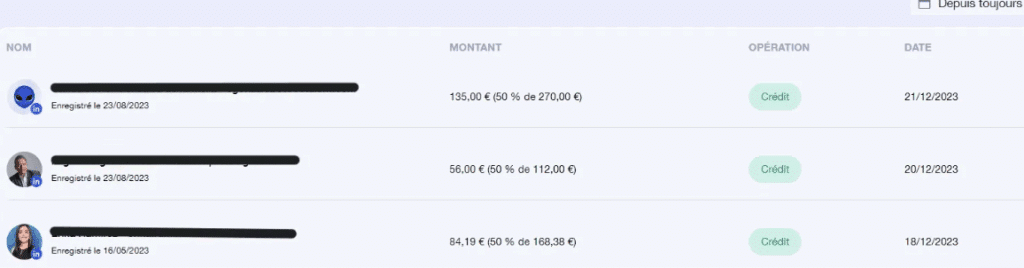 Paiement parrainage Waalaxy