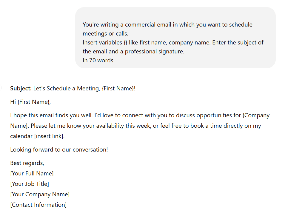 ChatGPT Prompt to Reply to an Email for Meetings