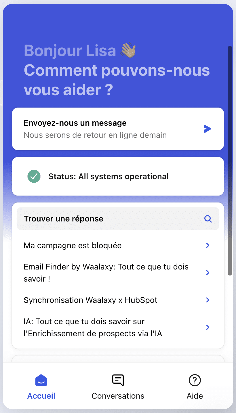 Le Help Center de Waalaxy